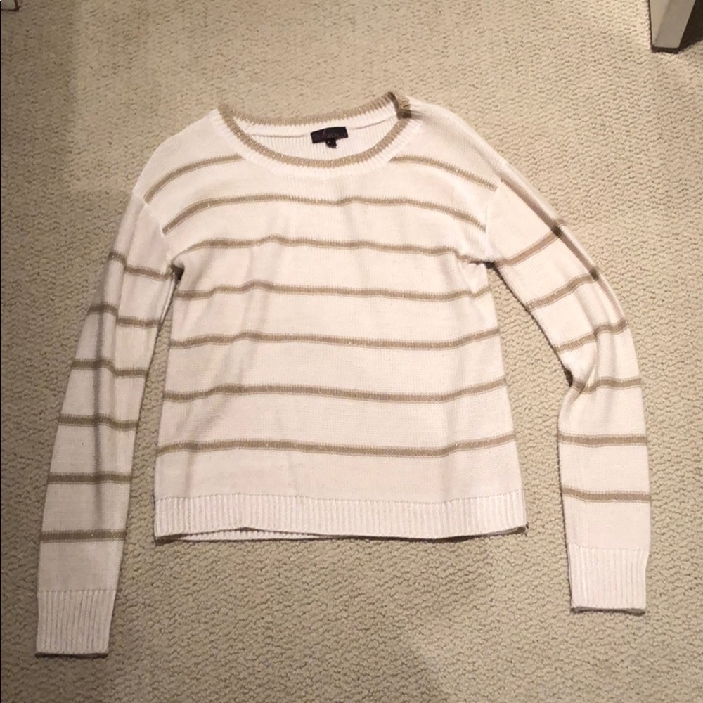 Cream sweater with gold stripes size large